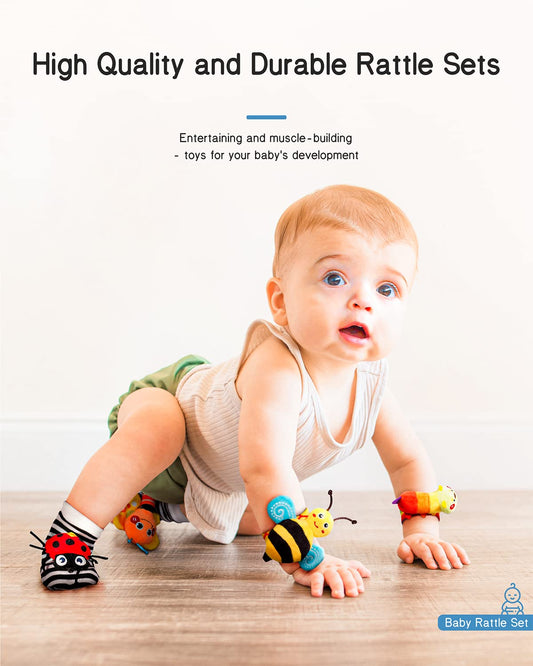 Baby Wrist Rattles & Foot Finder Socks Set