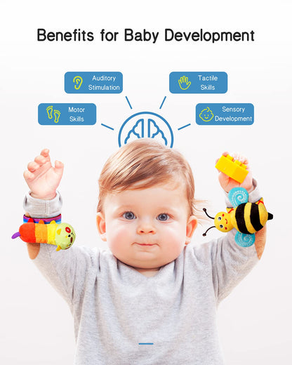Baby Wrist Rattles & Foot Finder Socks Set
